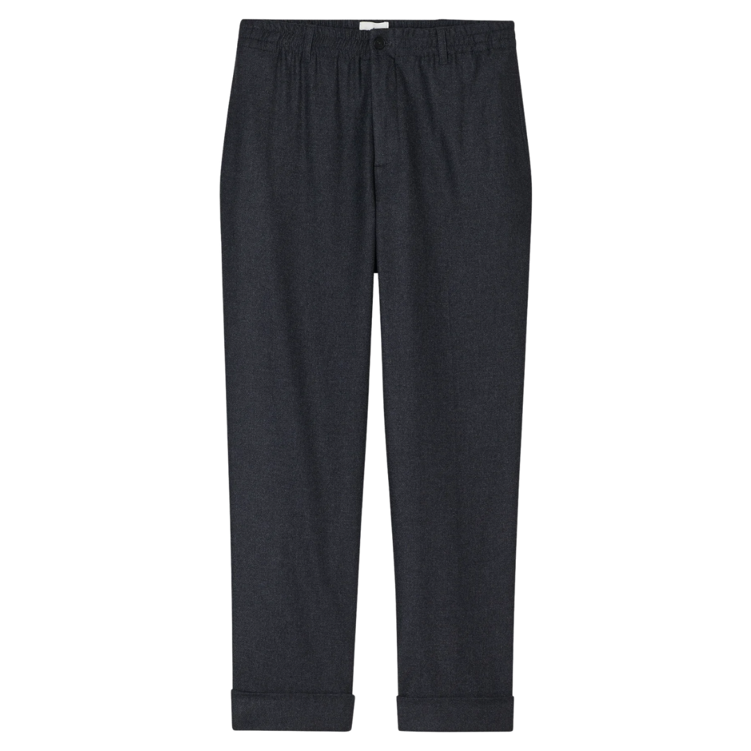 Souki Straight Flannel Pants in Black Melange
