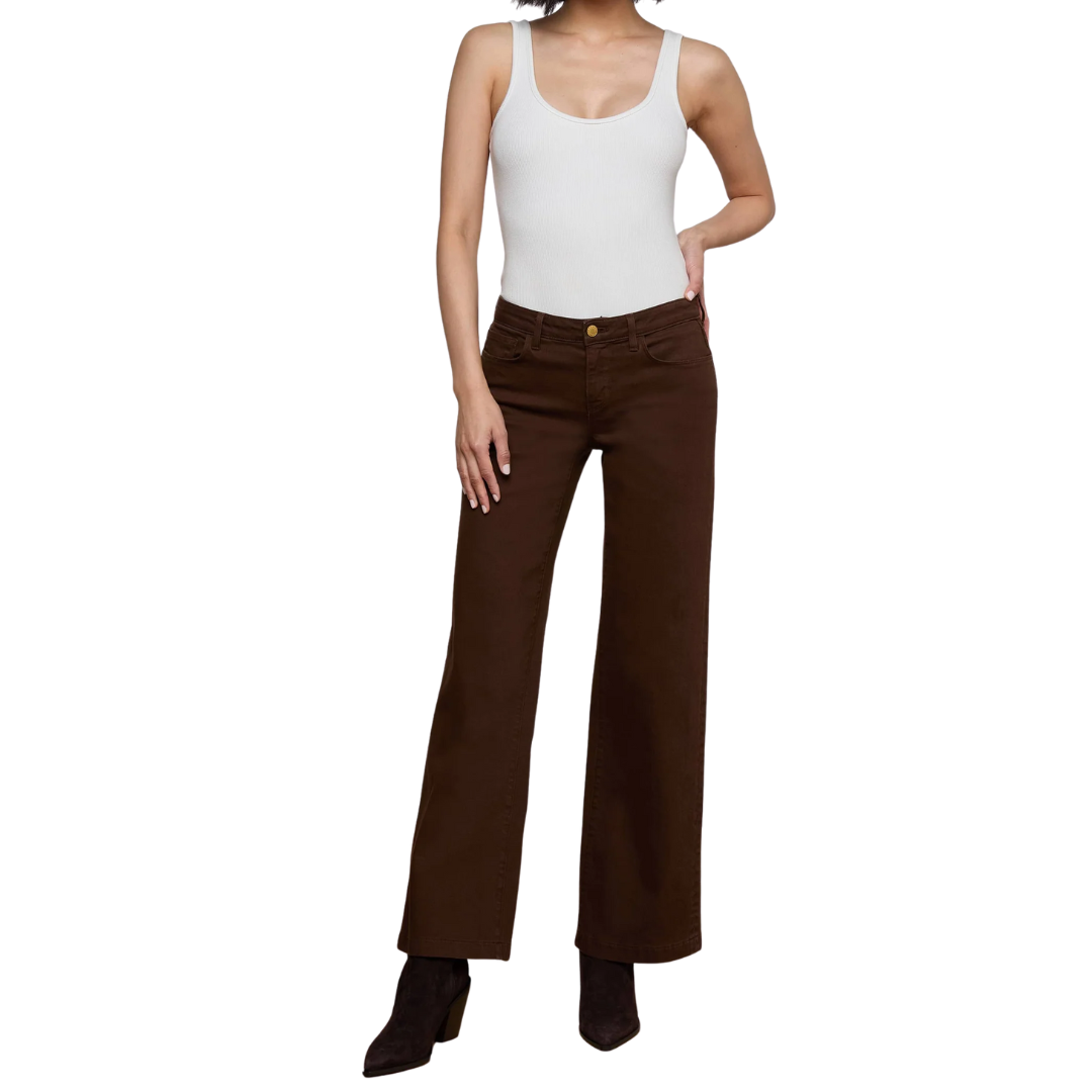 Joanne Low-Rise Wide-Leg Jean in Brown
