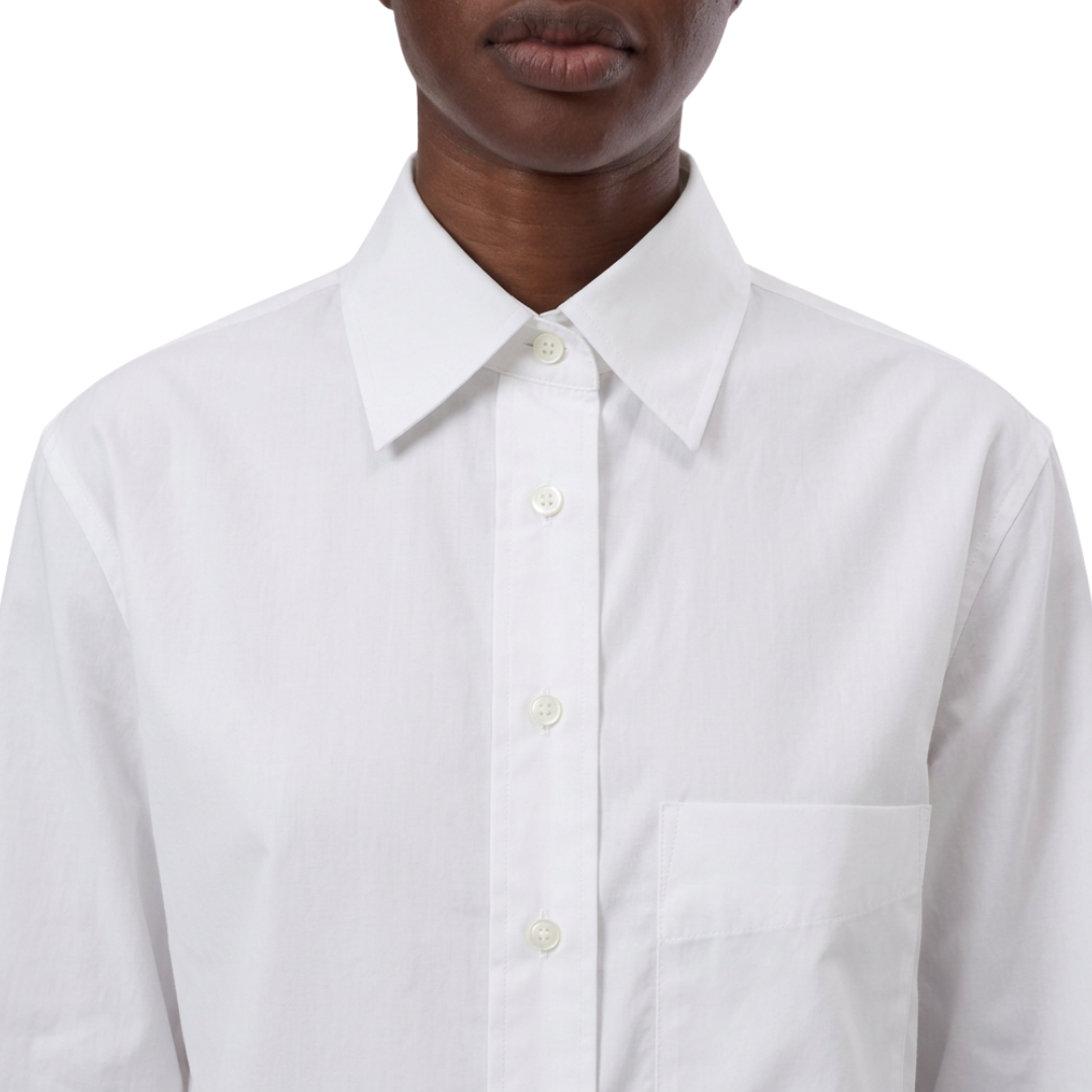 Cropped Organic Cotton Shirt in White