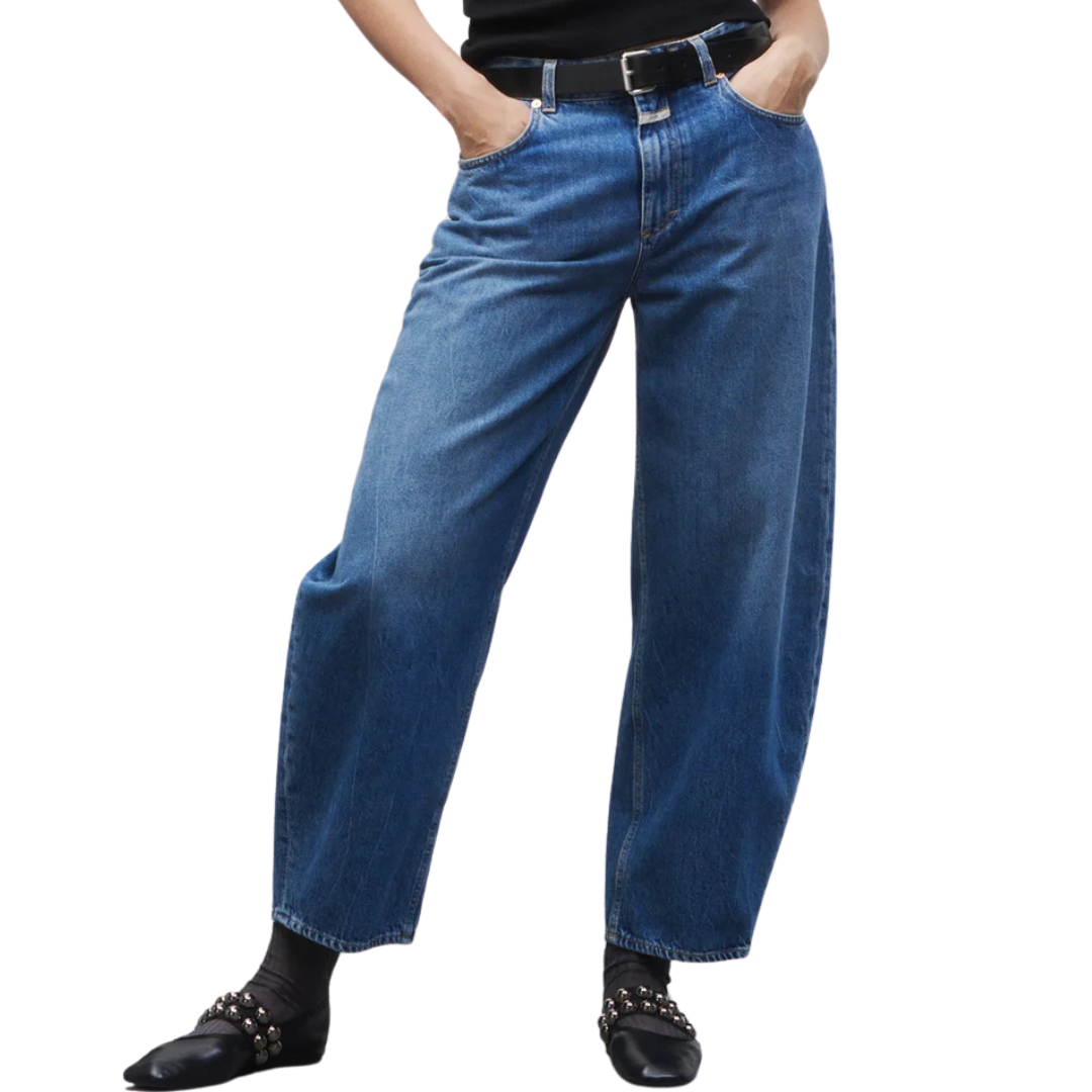 Jazzie Barrel Jeans in Mid Blue