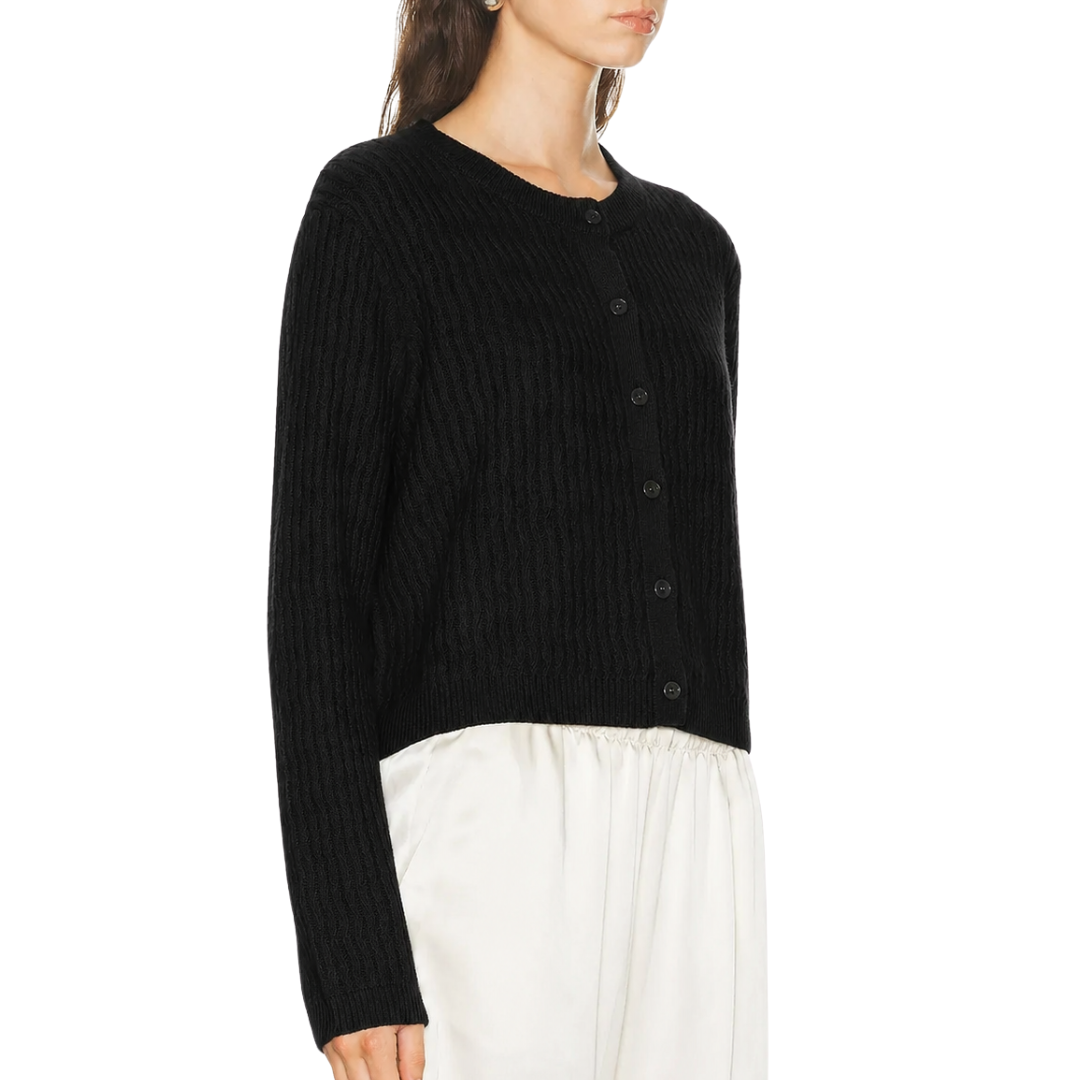Ash B Cable Knit Cardigan in Black