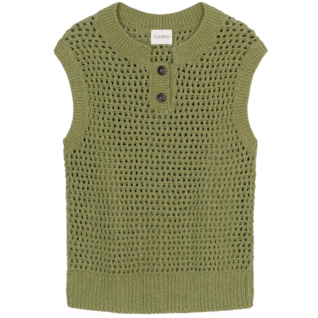 Crew Neck Vest in Hunter Green
