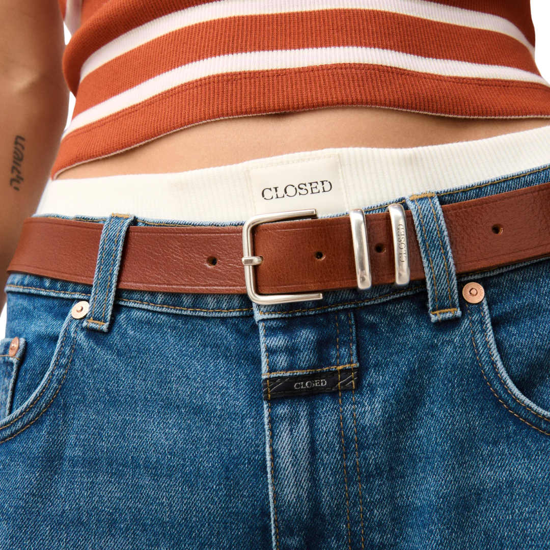 Cowhide Belt in Biscotti Brown