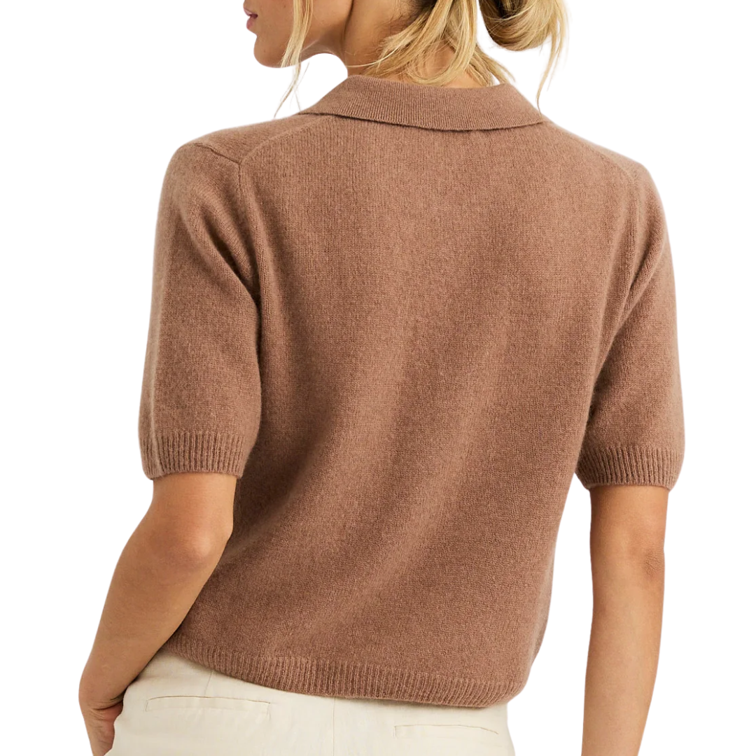 Summer Cashmere Polo in Saddle