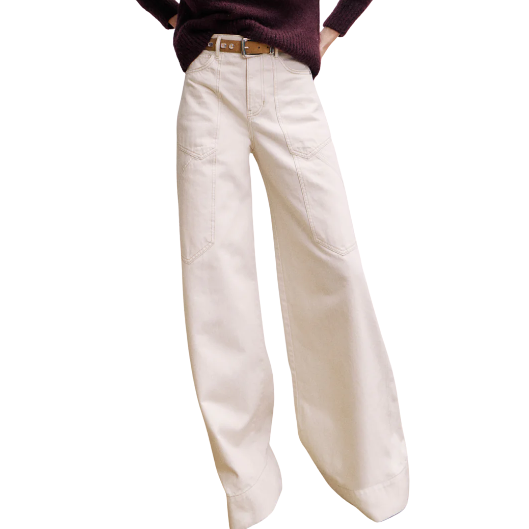 Freddy Wide-Leg Cargo Jean in Ecru