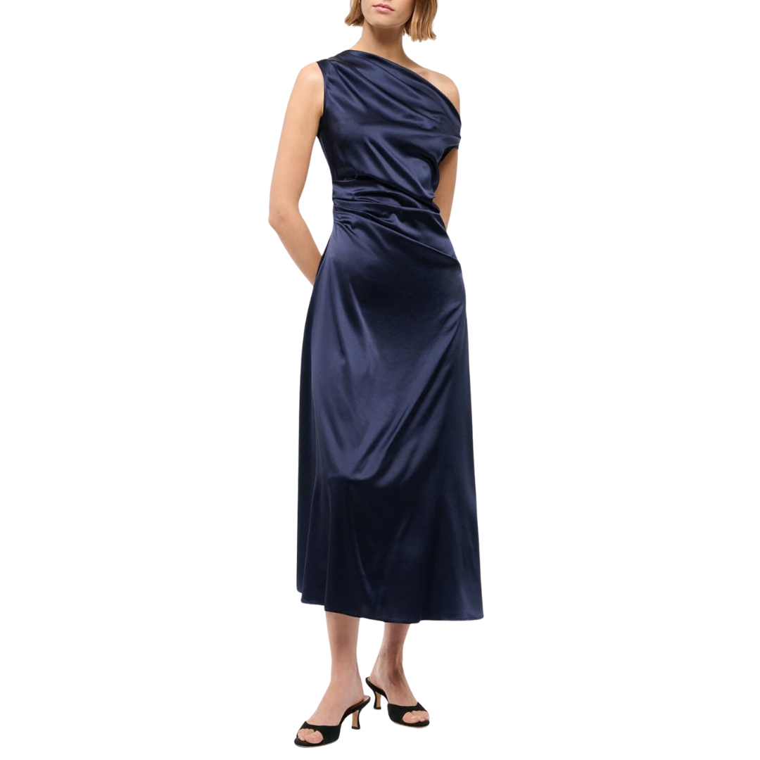 Phare Silk Dress in Navy