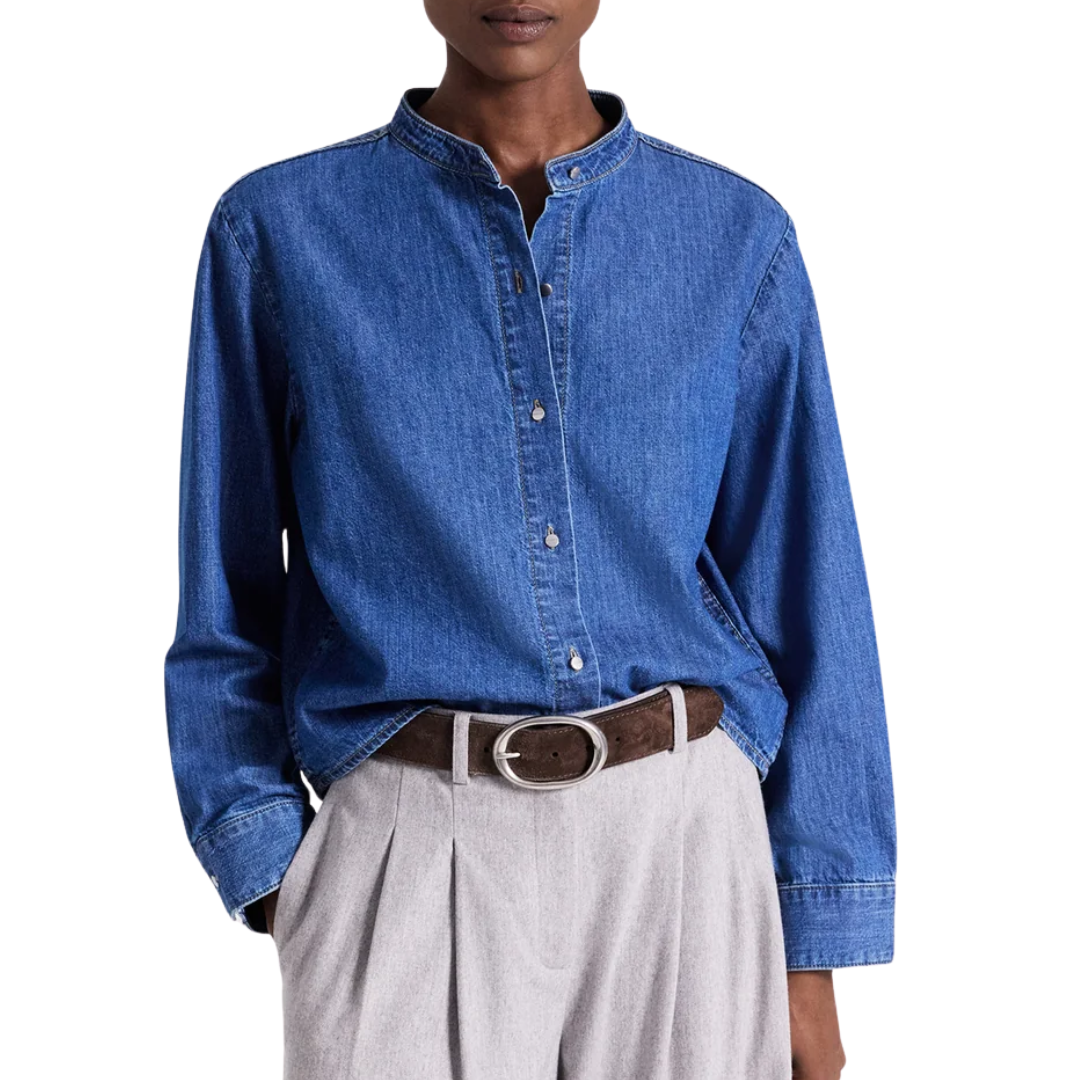 Stand Collar Cut Off Shirt in Paris
