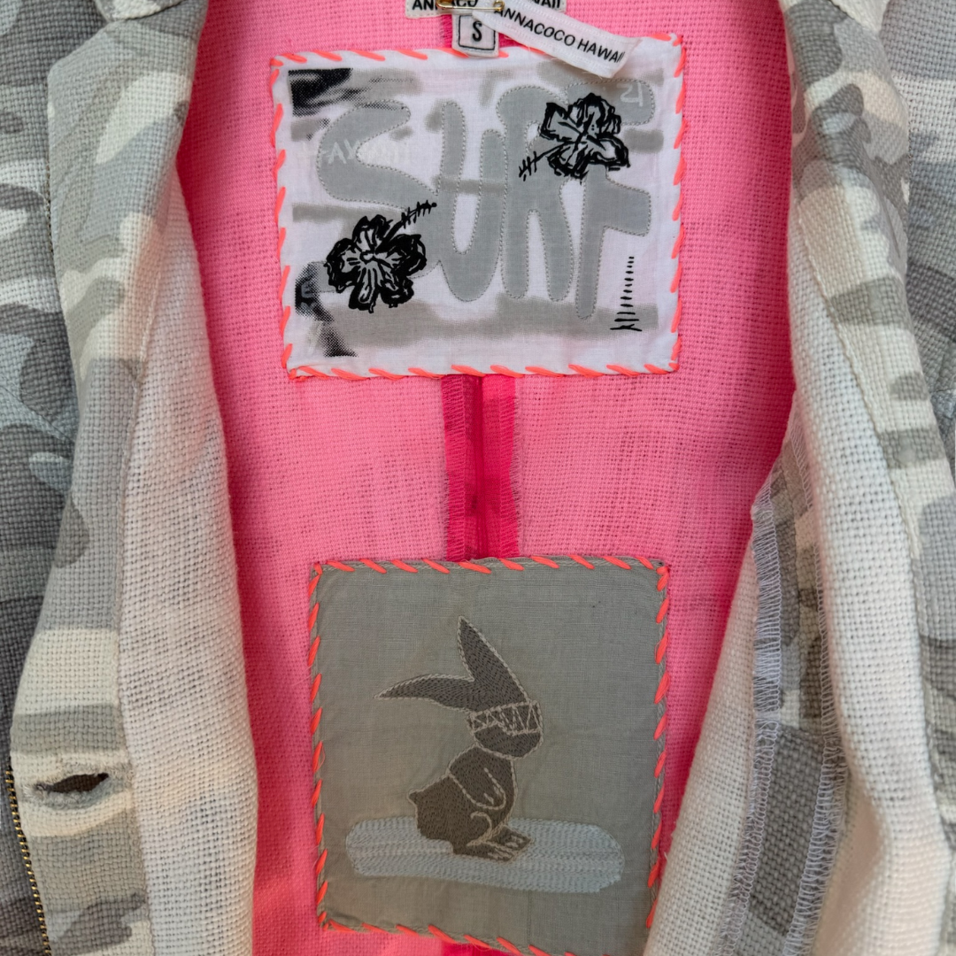 Camo Crop Jacket in Grey