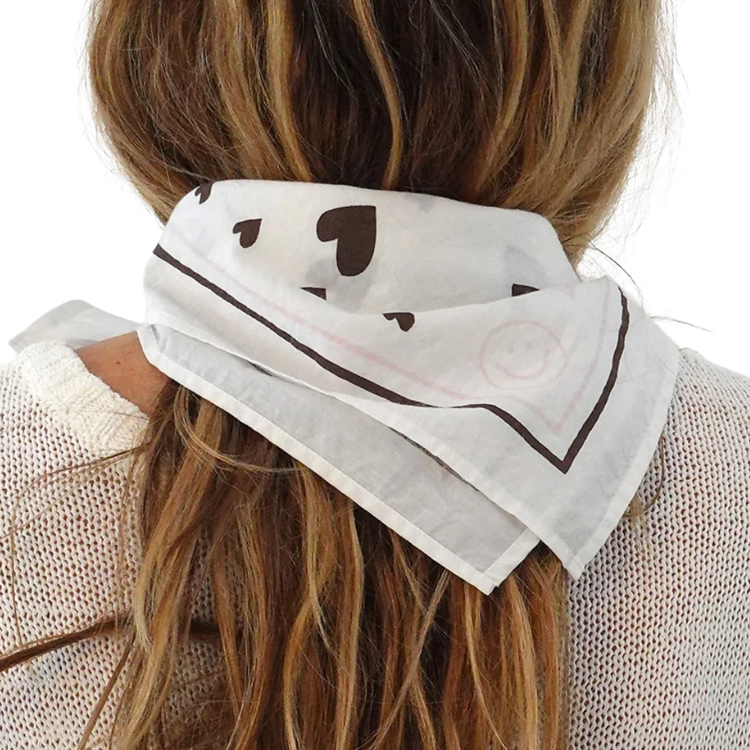 Drippy Heart Bandana in White
