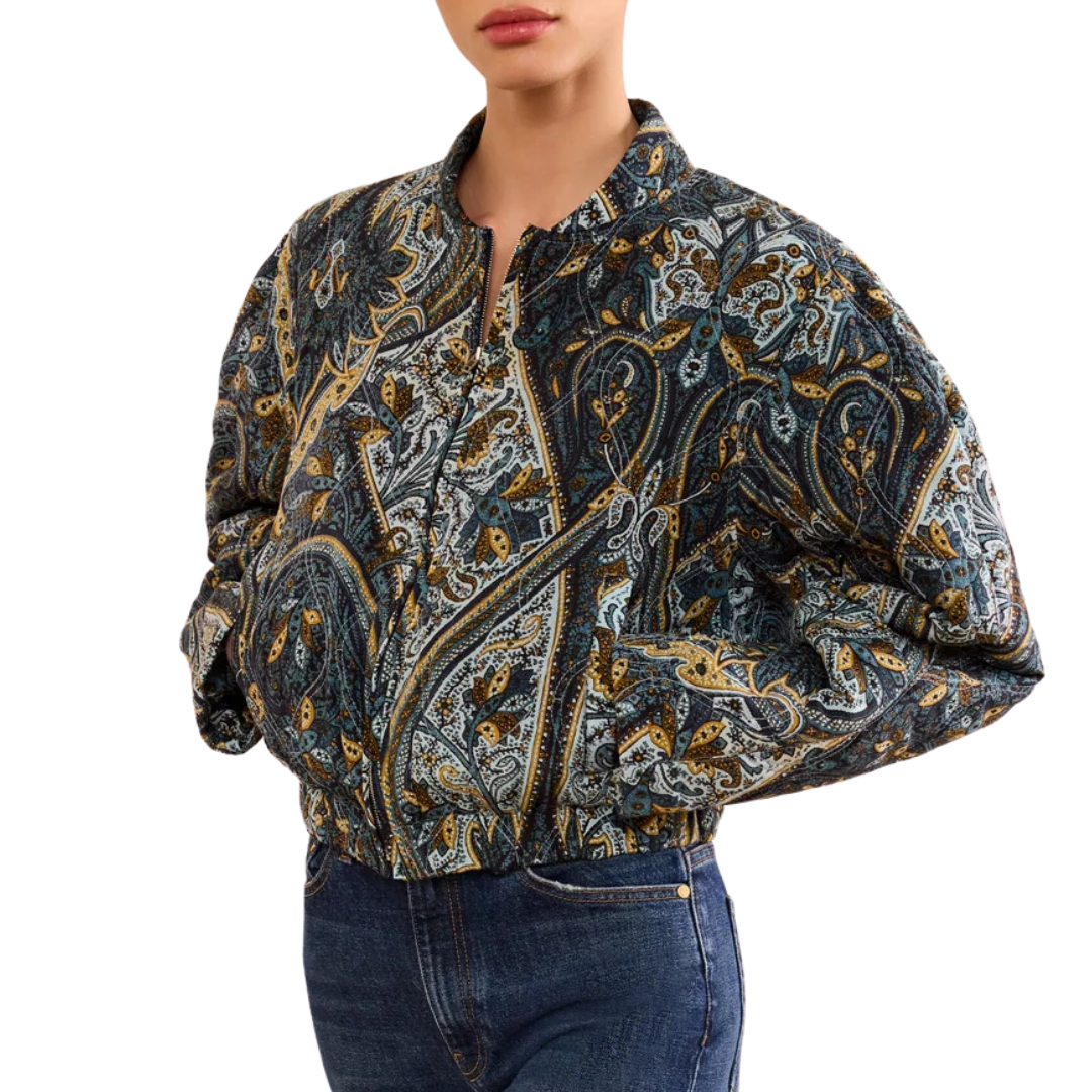 Yara Silk Jacket in Prussian