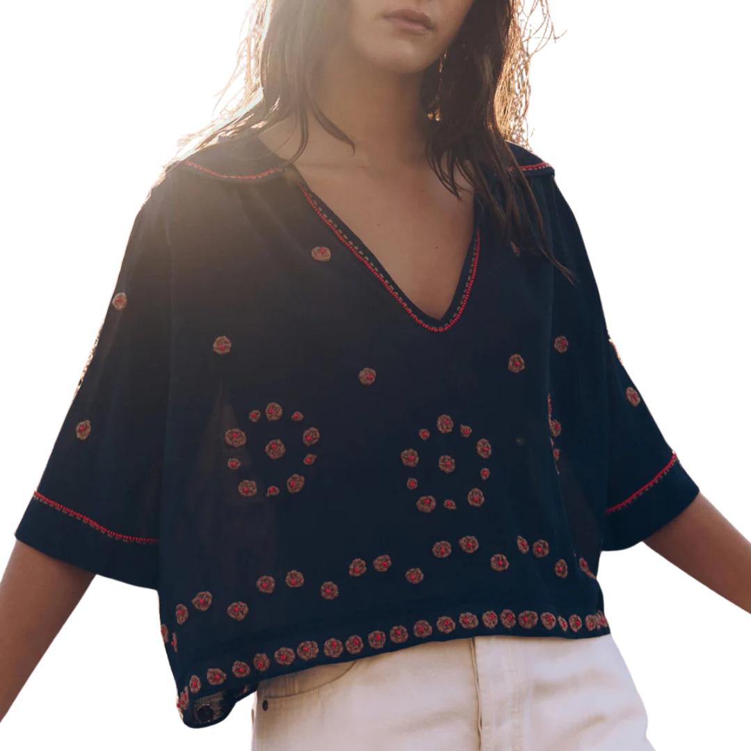 The Beaded Vintage Sailor Top in Navy