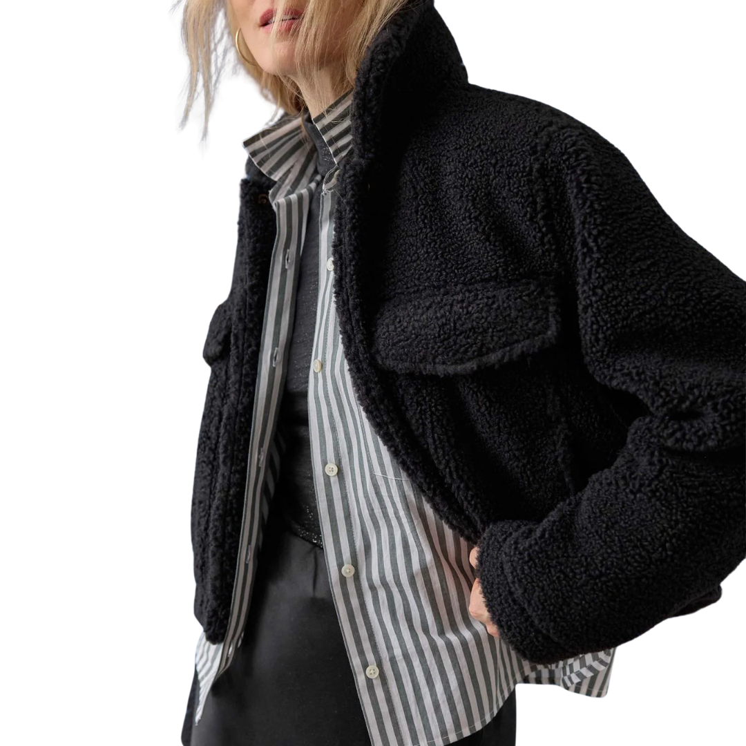 Sherpa Collared Jacket in Black