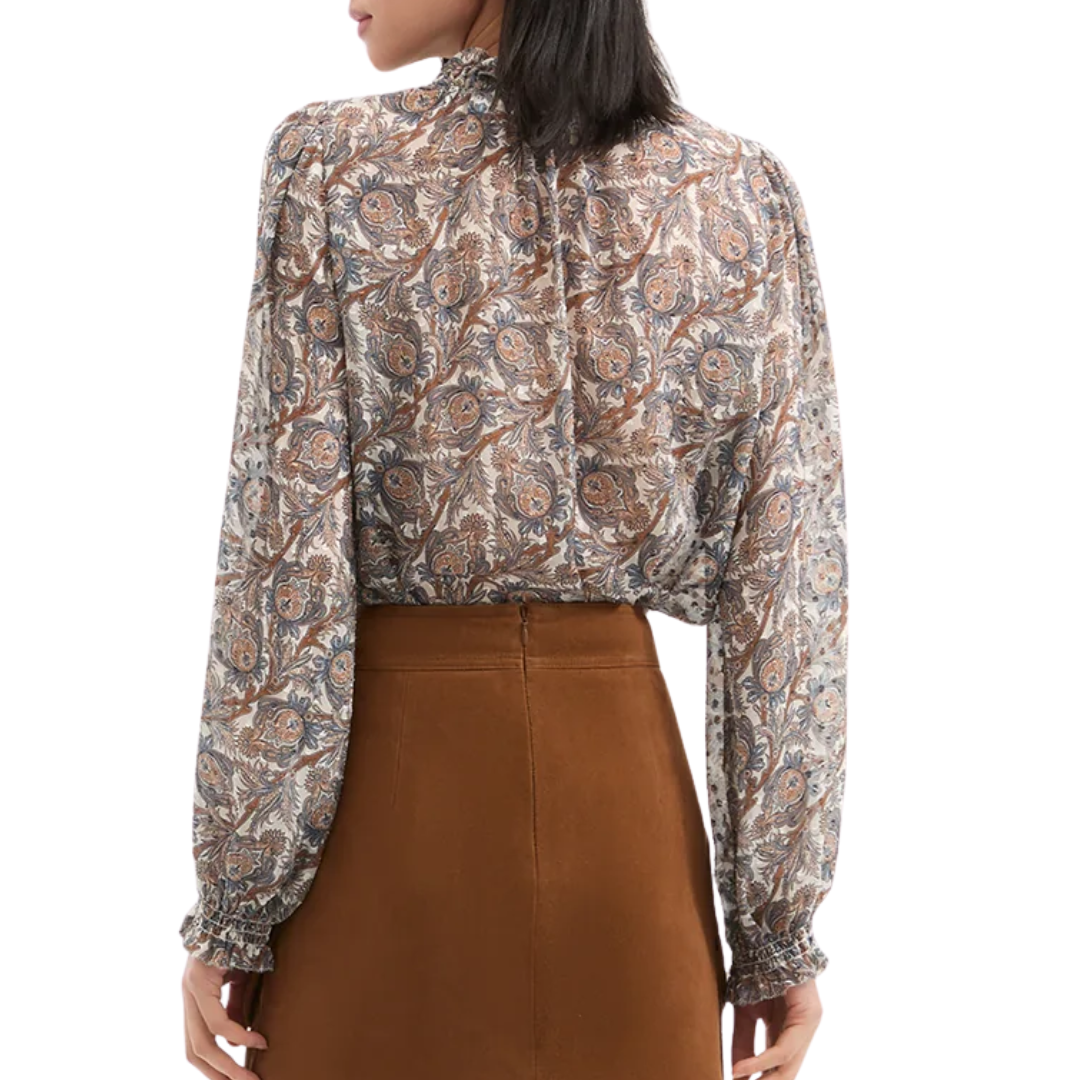 Hickory Silk Blouse in Dove Multi