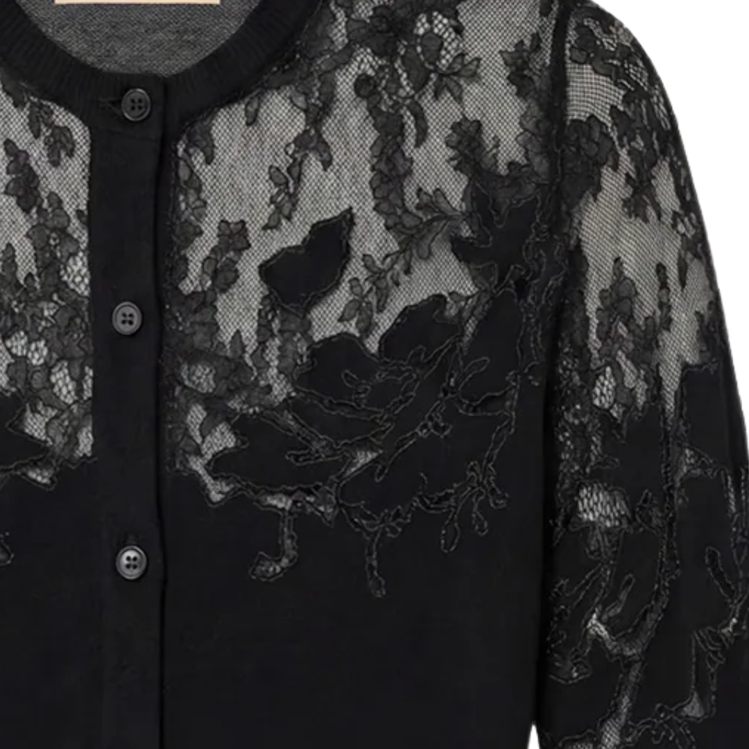 Talia Lace Cardigan in Noir