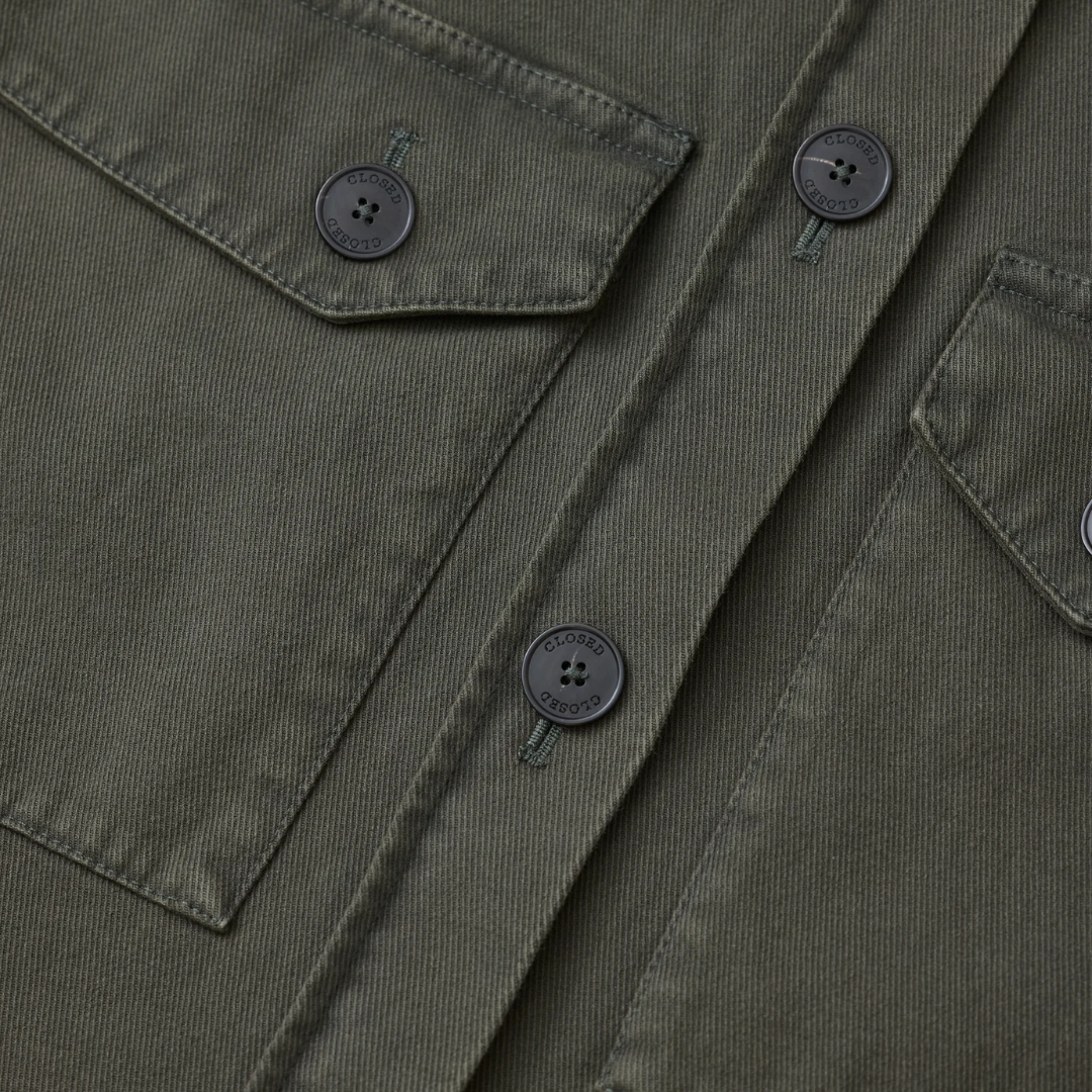 Organic Cotton Shirt Jacket in Juniper Green
