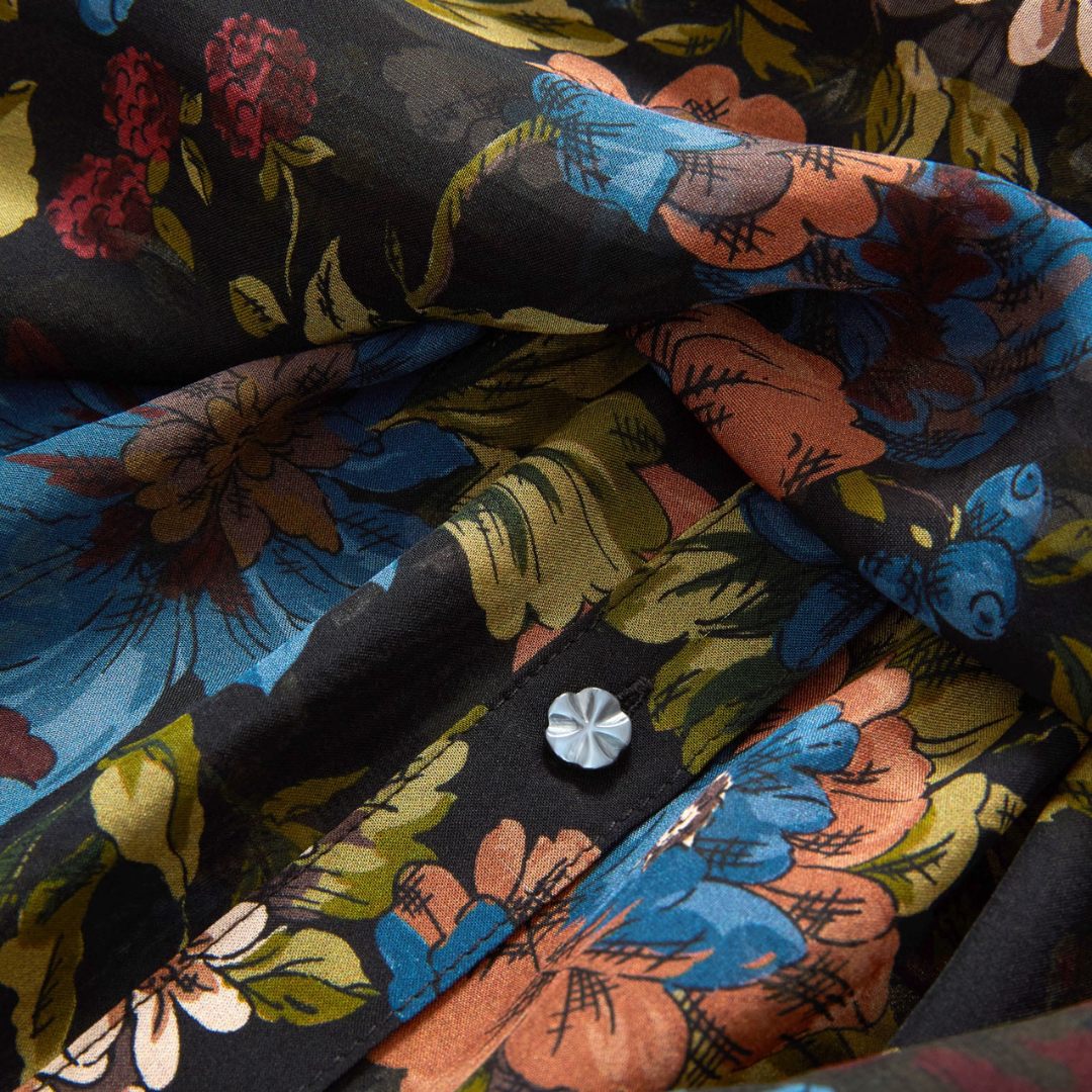Ashlynn Silk Blouse in Black Multi