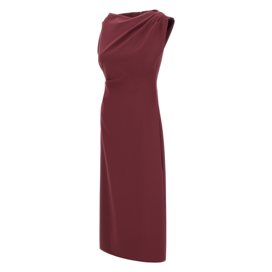Bi-Stretch Fabric Dress in Bordeaux