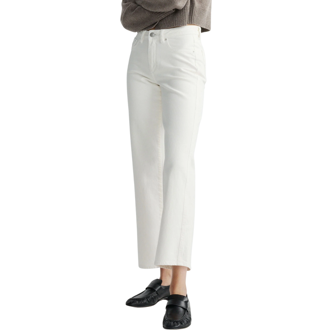 Pippa Refined Wide Leg Mid Rise Ankle in White