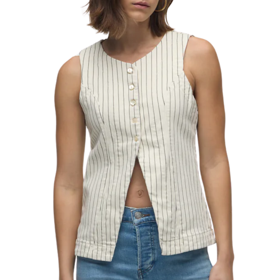 Cutaway Tuxedo Vest in Ecru Stripe