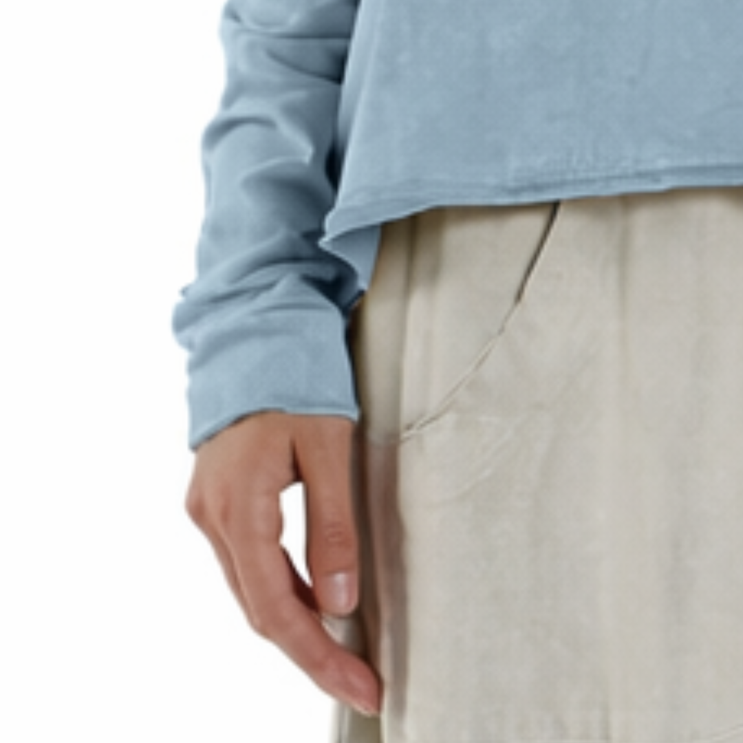 Lace Neck Pullover in Sky Fog