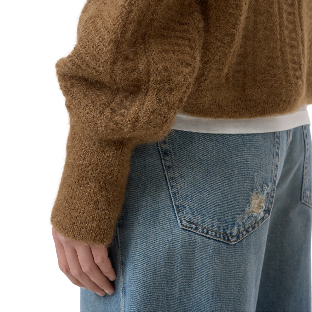 Mohair Mix Jumper in Light Mocha Brown