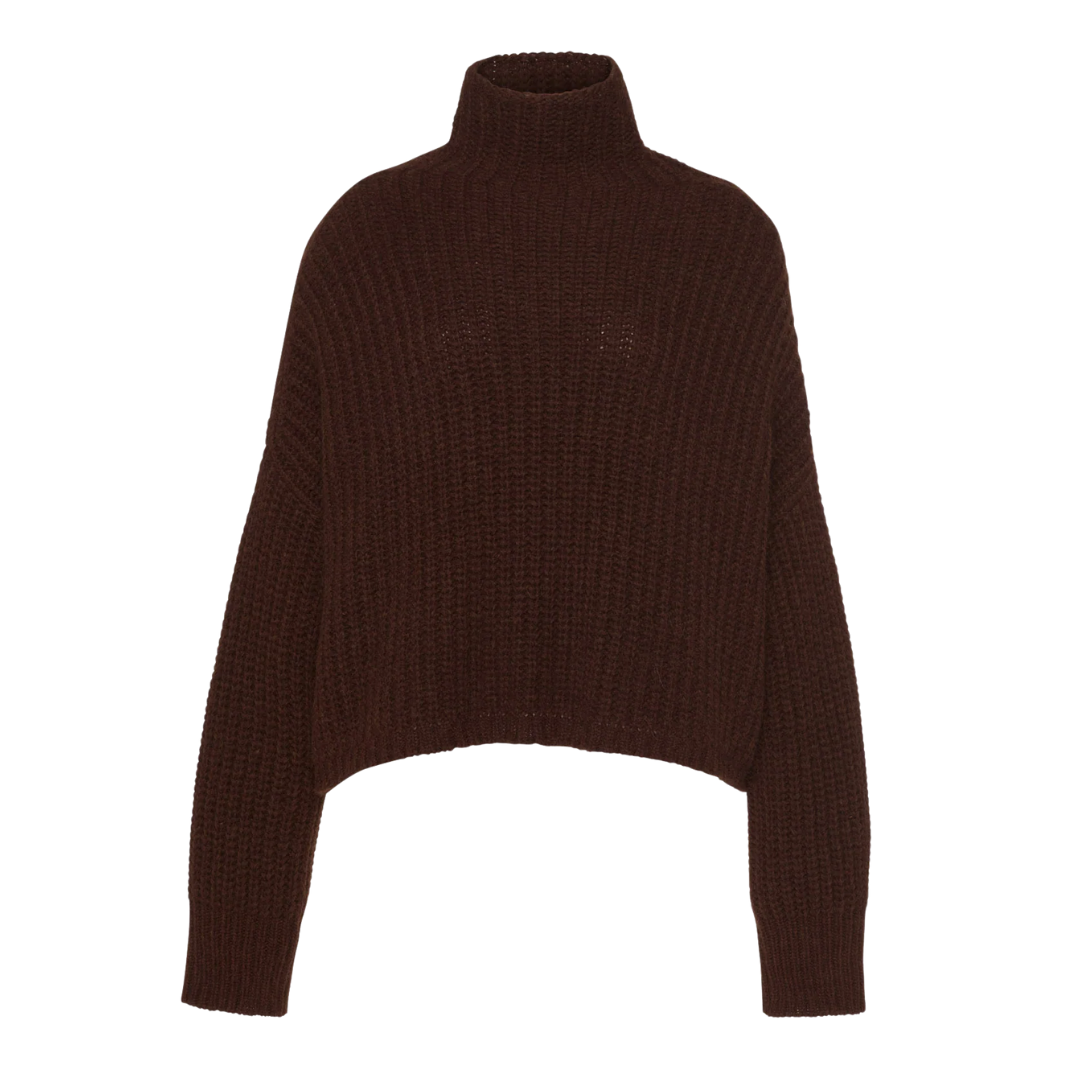 Veron Alpaca Knit Turtleneck in Mahogany