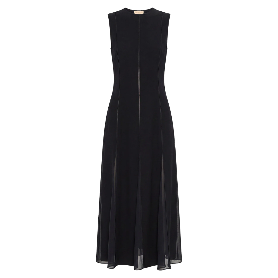 Laure Sleeveless Midi Dress in Noir