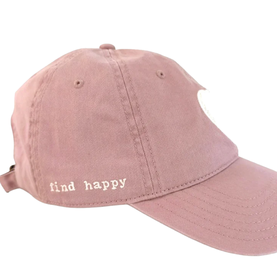 Imperfect Chenille Heart Hat in Mauve/Cream