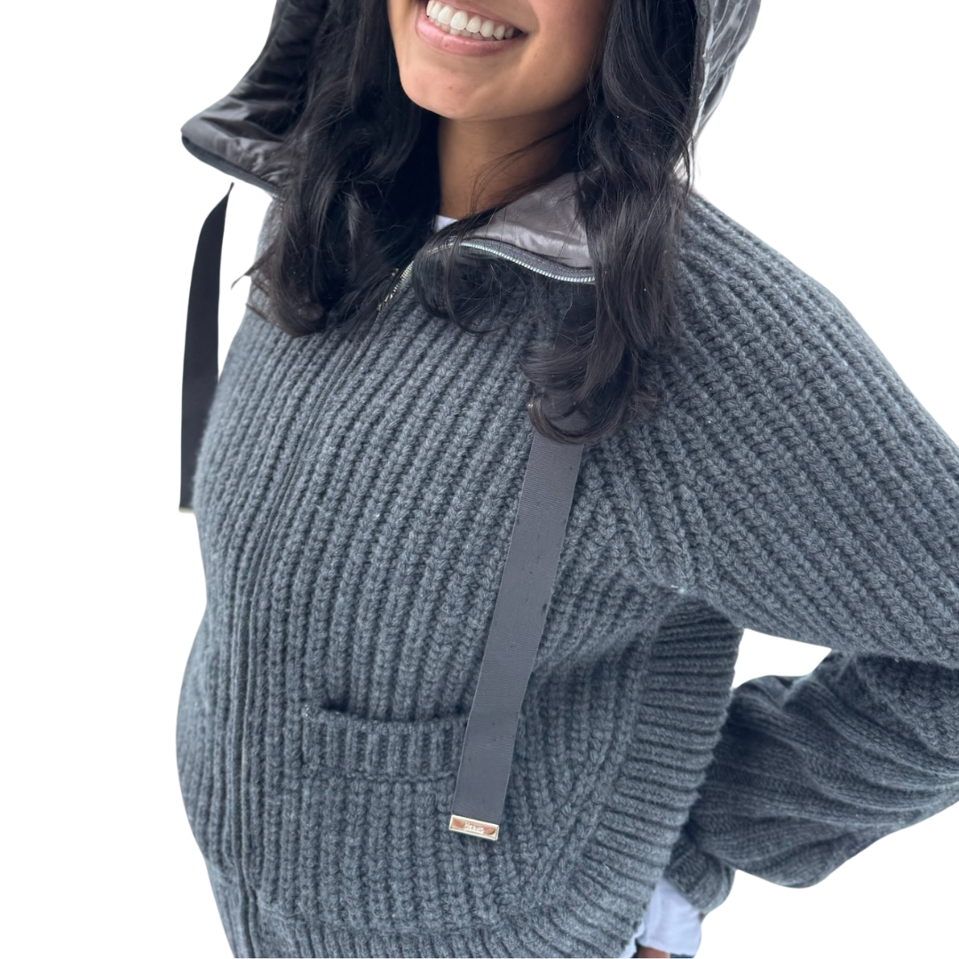 Cob Stitch Cardigan Stitch in Grey