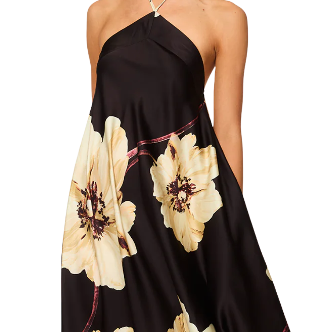 Raban Dress in Golden Poppy Satin