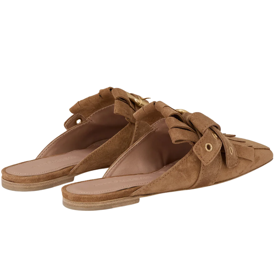 Leila Suede Flat in Golden Brown/Gold