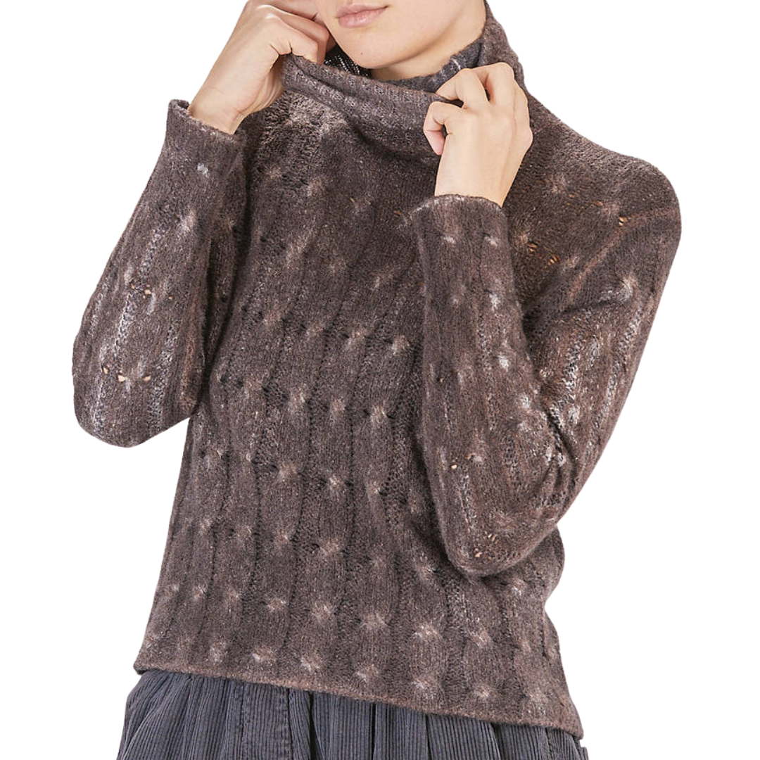Braided Cashmere And Silk Pullover in Carruba