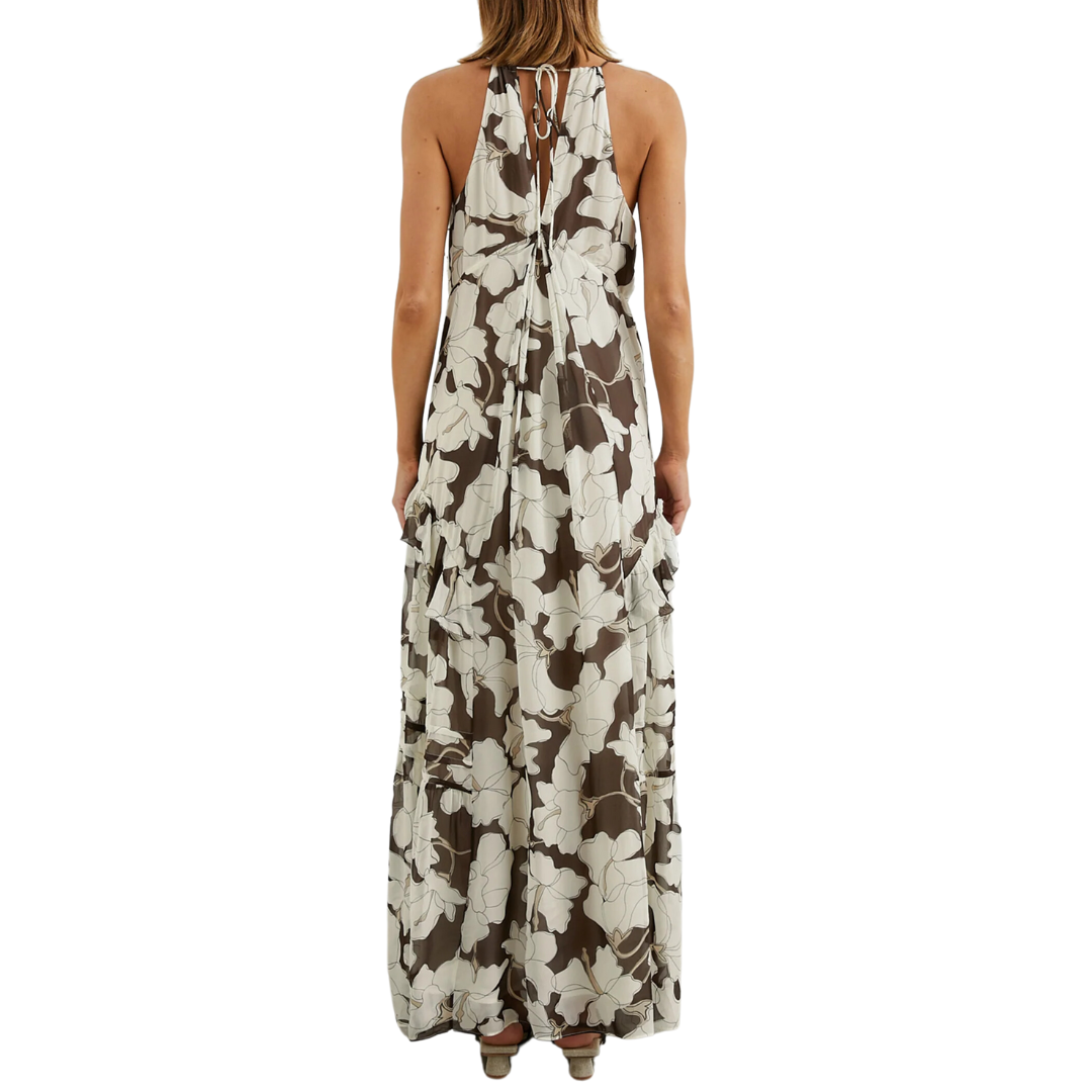 Boa Dress in Mocha Floral