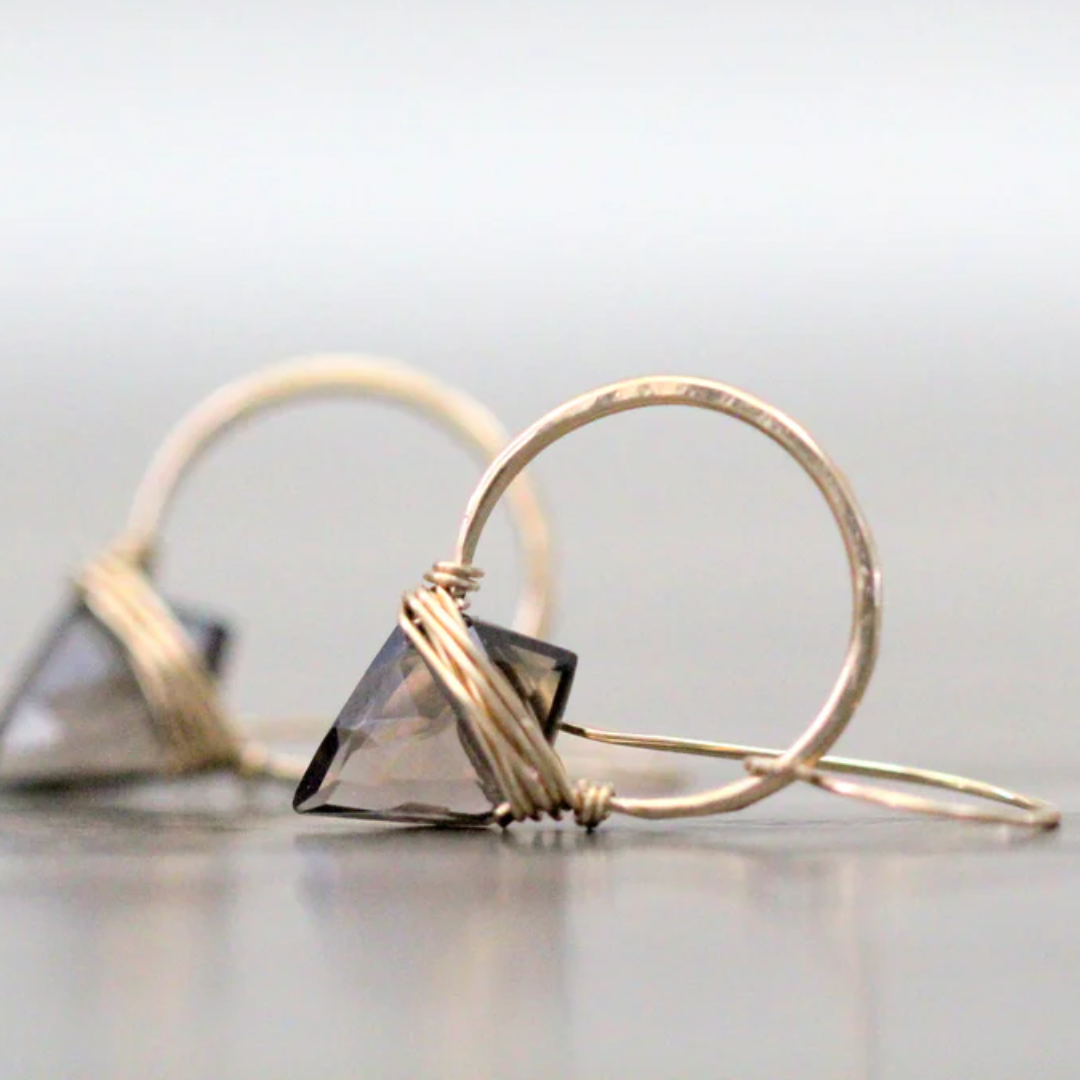 Albatross Earrings in Smoky Quartz