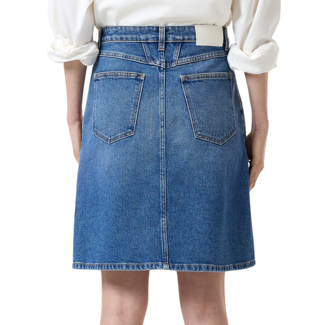 Stover-X Denim Skirt in Mid Blue