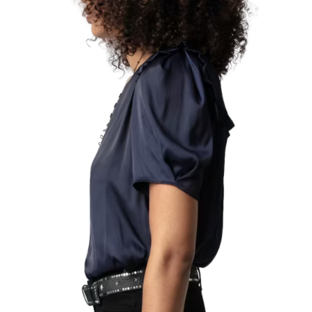Twity Satin Top in Sailor