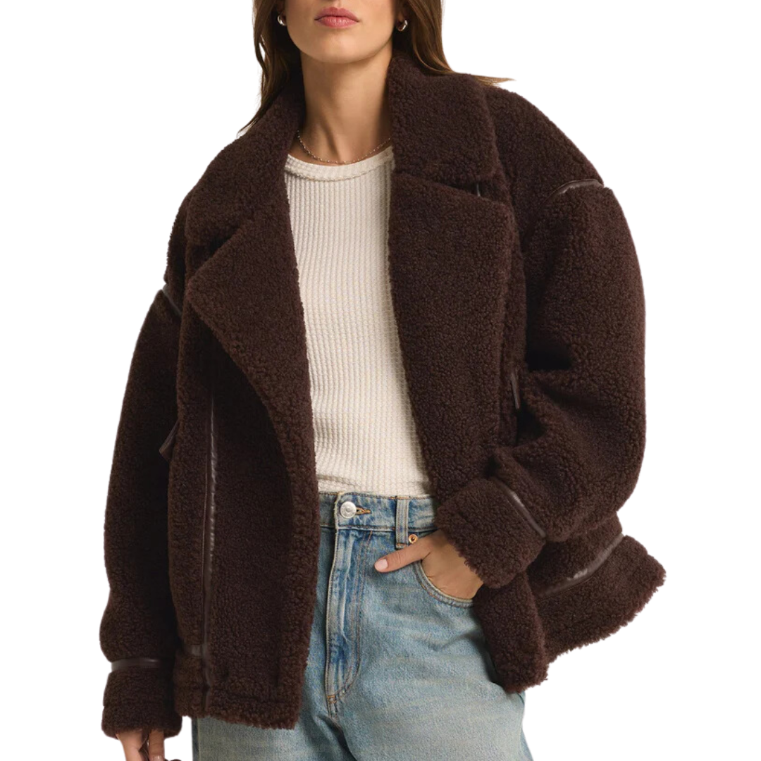 Ari Sherpa Jacket in Dark Chocolate