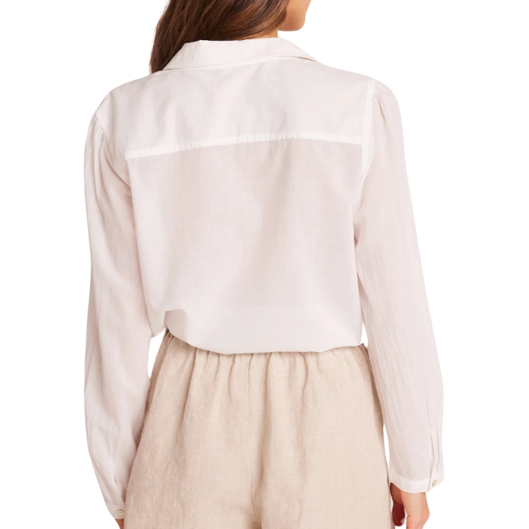 Pintuck Crop Button Down in White