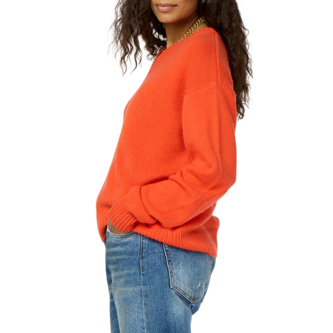 Frenchy Cashmere Sweater in Aperol Orange