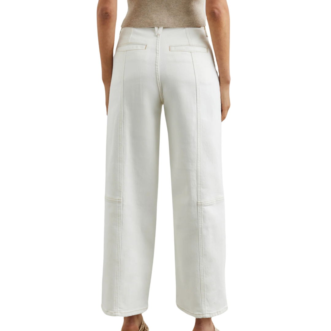 Getty Crop Utility Wide Leg in Vintage Ecru Contrast Stitch