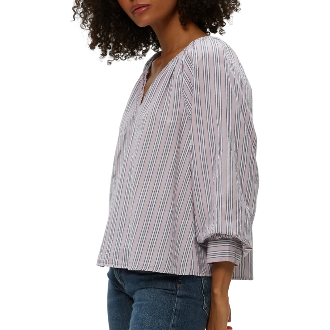 Cleo Notch Neck Top in Sachet Stripe