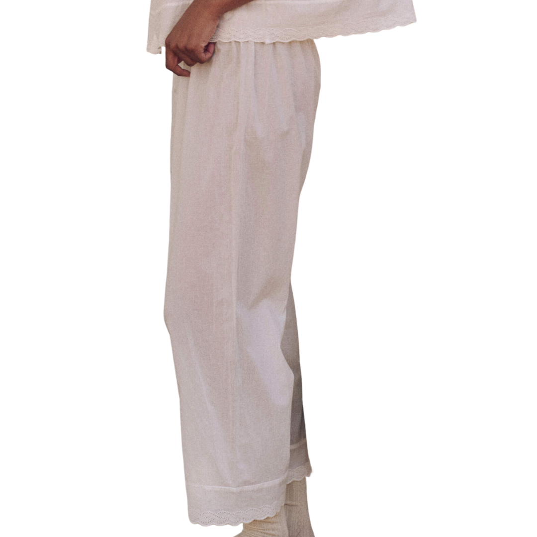The Eyelet Easy Sleep Pant in True White