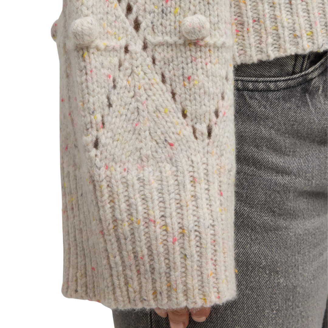 Chunky V w/ Pointelle & Popcorn Sleeve in Confetti