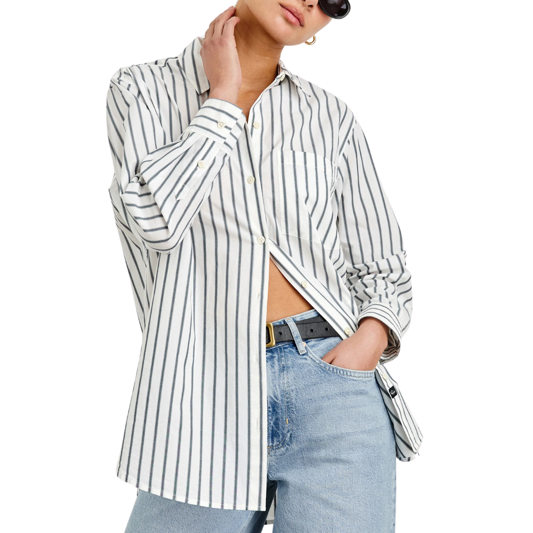 Elsa Shirt in Chalk Slate Stripe