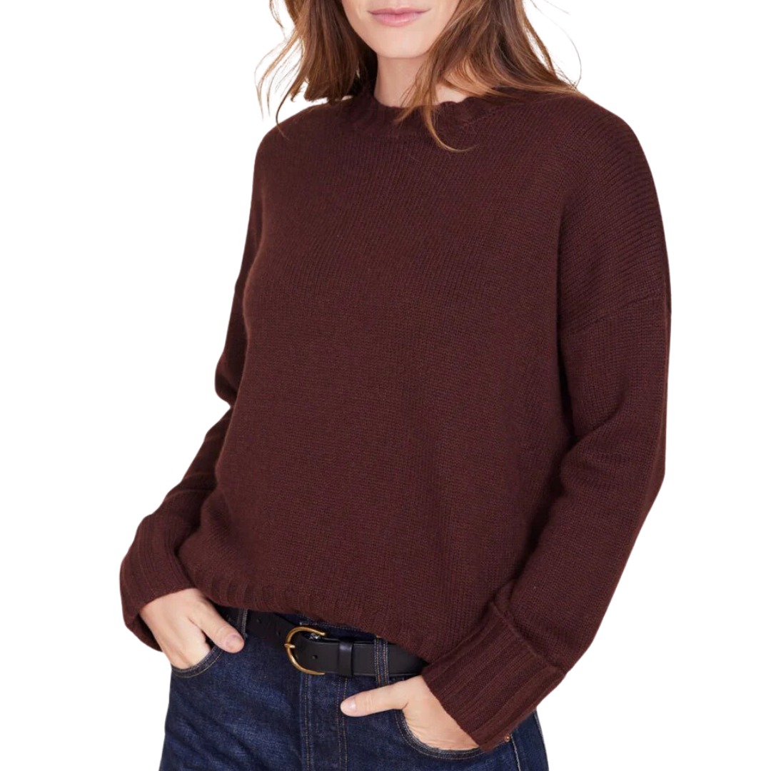 Mila Pure Cashmere Crewneck Sweater in Currant