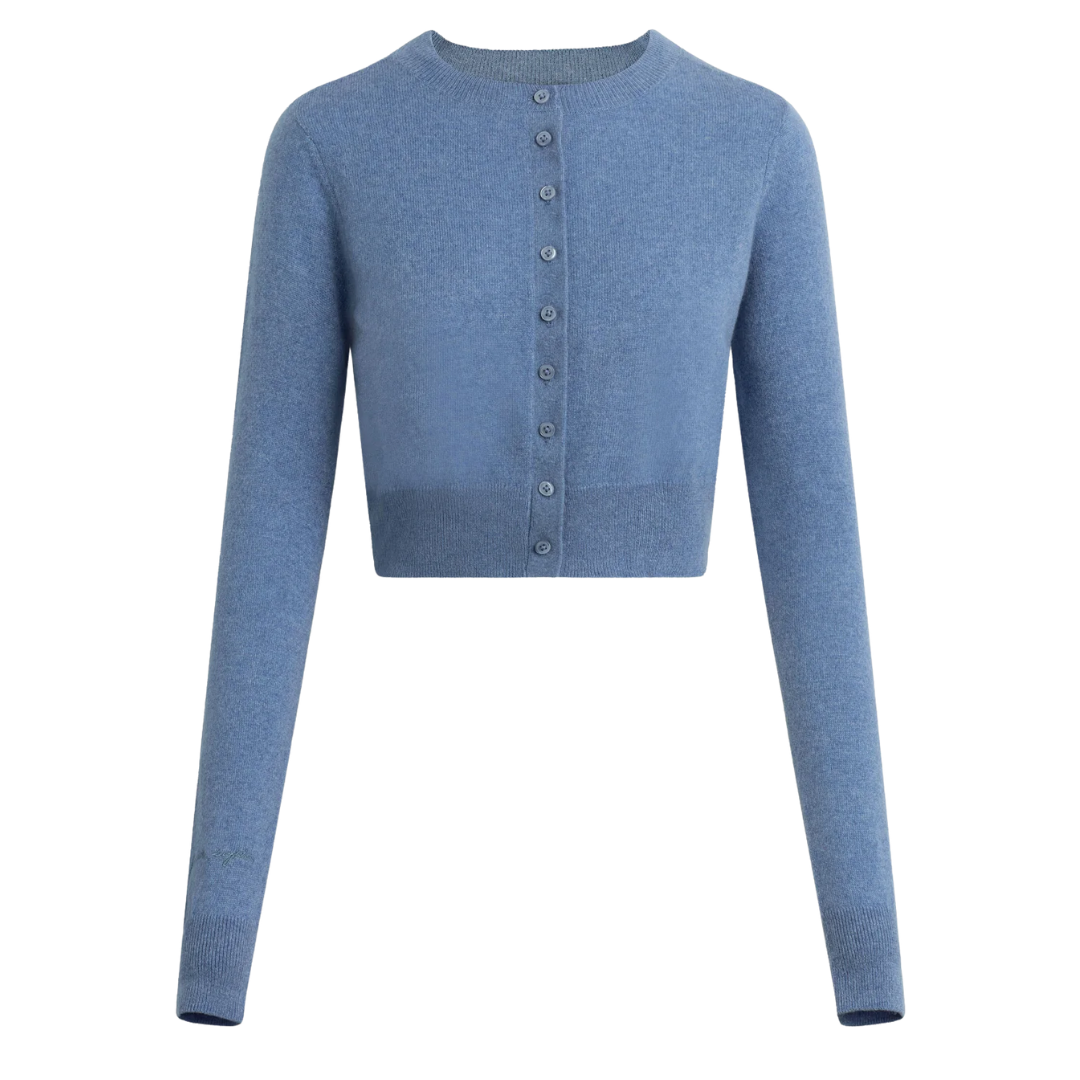 The Cropped Rebecca Cardigan in River Blue