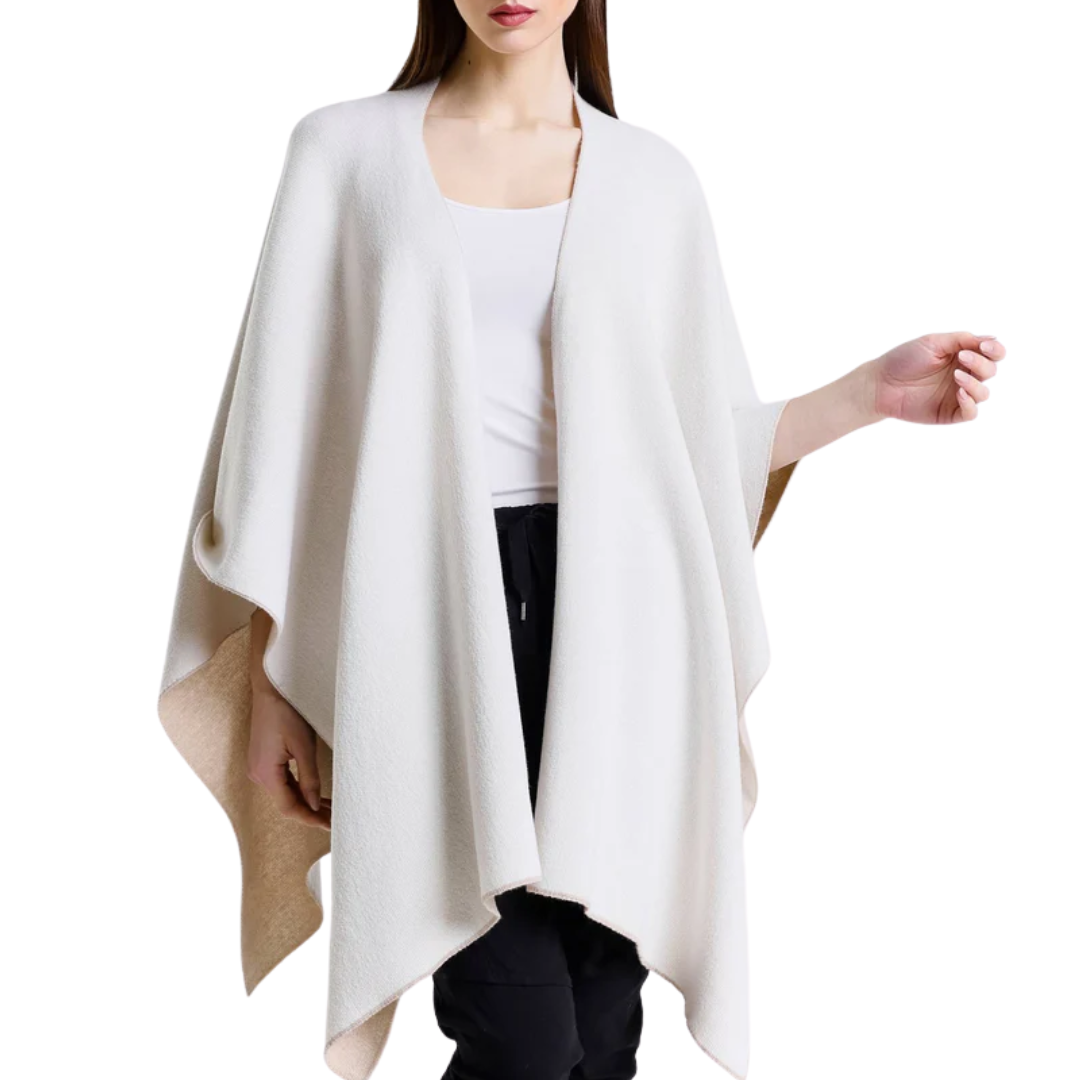 Kiersten Reversible Wrap in Taupe/Cream