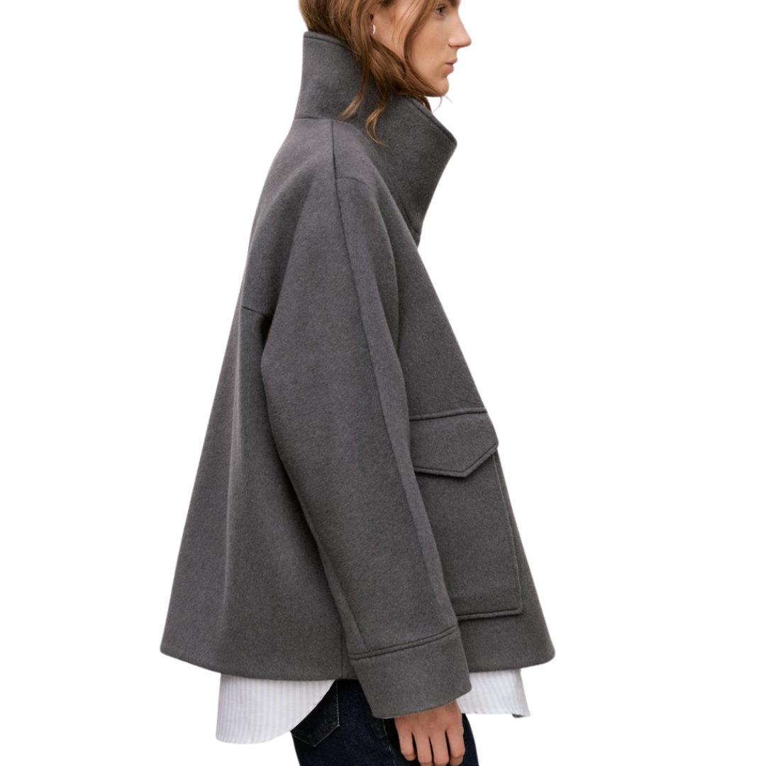 Wool Jacket in Dark Grey Melange