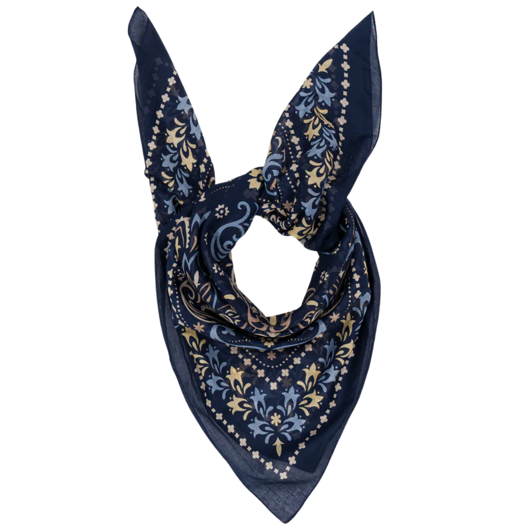 Cotton Bandana Scarf in Blue