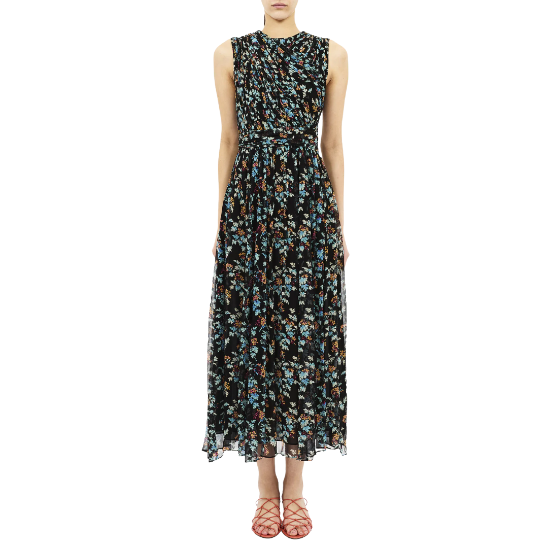 Celestina Silk Dress in Nightshade